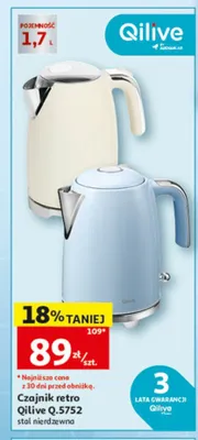 Czajnik retro Qilive Q.5752 stal nierdzewna 1,7l promocja w Auchan