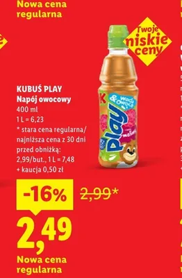Napój owocowy Kubuś Play promocja w Lidl
