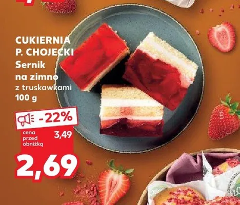 Sernik na zimno z truskawkami Cukiernia P. Chojecki promocja w Kaufland
