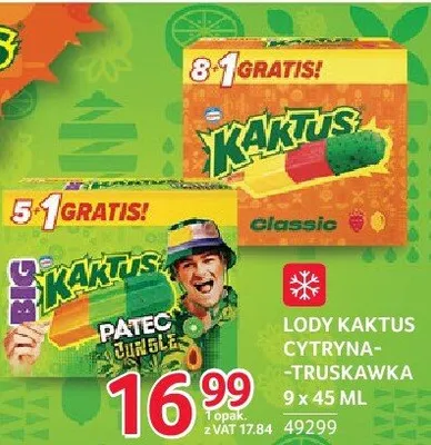 Lody Kaktus Cytryna-Truskawka 9x45ml promocja w Selgros