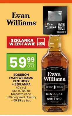 Bourbon Evan Williams Kentucky + szklanka promocja w Twój Market