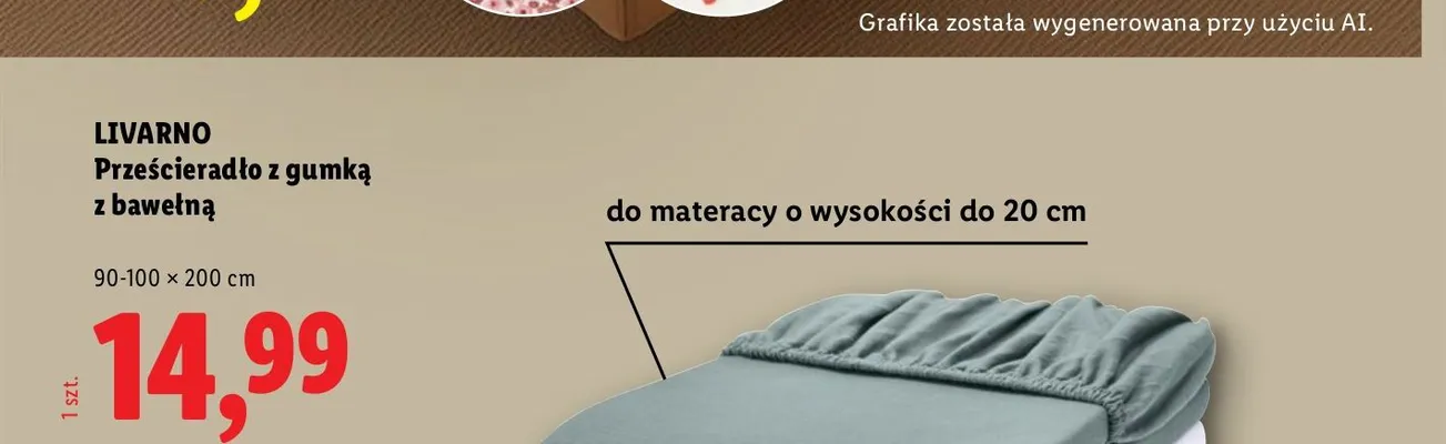Prześcieradło z gumką z bawełną LIVARNO 90-100x200 cm promocja w Lidl