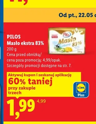 Masło ekstra 83% Pilos promocja w Lidl