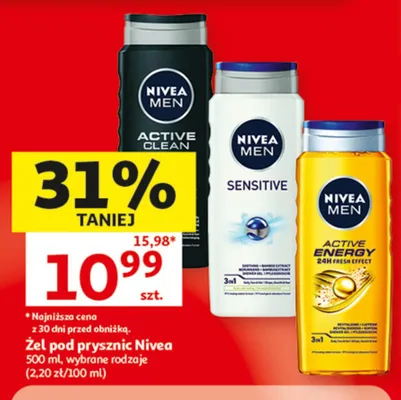 Żel pod prysznic Nivea Men Active Clean promocja w Auchan