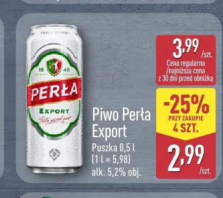 Piwo Perła Export promocja w Aldi