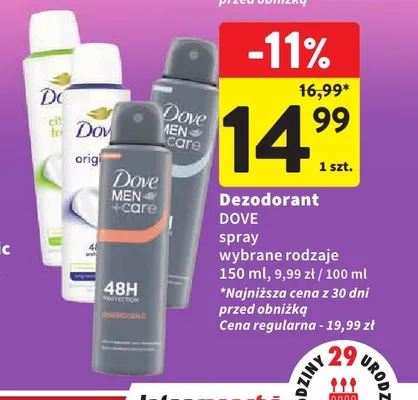 Dezodorant spray Dove promocja w Intermarche