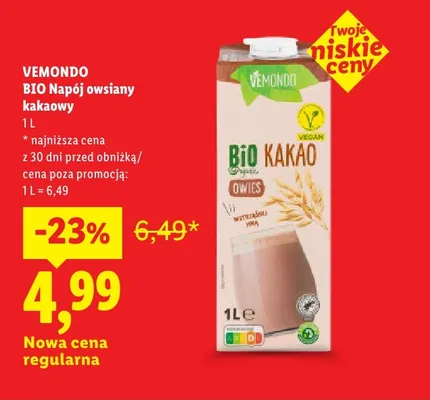 Napój owsiany kakaowy Vemondo promocja w Lidl