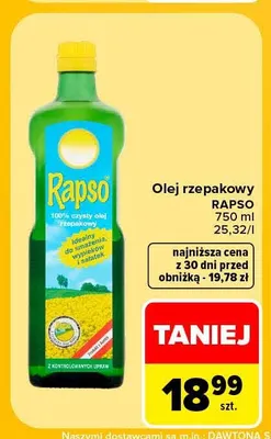 Olej rzepakowy Rapso promocja w Carrefour