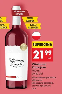 Wino Zamojska czerwona porzeczka, rose promocja w Biedronka