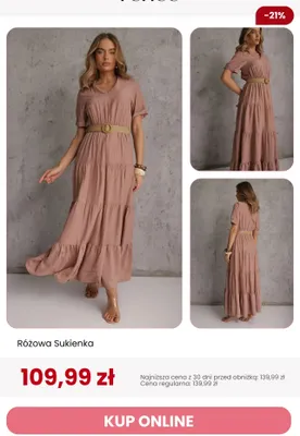 Sukienka damska Renee różowa promocja w Renee