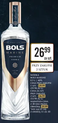 Wódka Bols Marine premium promocja w Dino