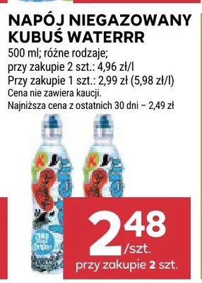 Napój niegazowany Kubuś Waterrr promocja w Stokrotka