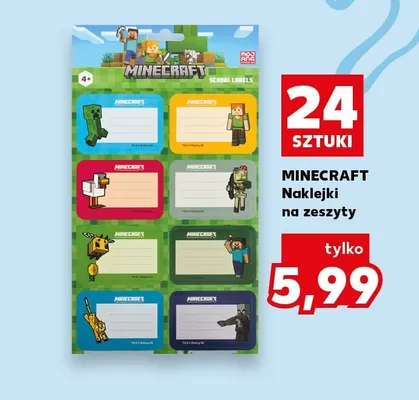 Naklejki na zeszyty Minecraft 24 sztuki promocja w Kaufland