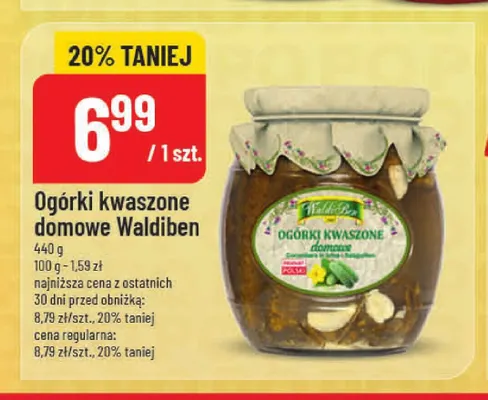 Ogórki kwaszone domowe Waldiben promocja w POLOmarket