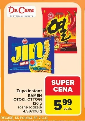 Zupa instant ramen Ottogi Jin Ramen Mild promocja w Carrefour