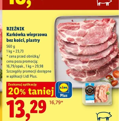 Karkówka wieprzowa bez kości plastry Rzeźnik promocja w Lidl