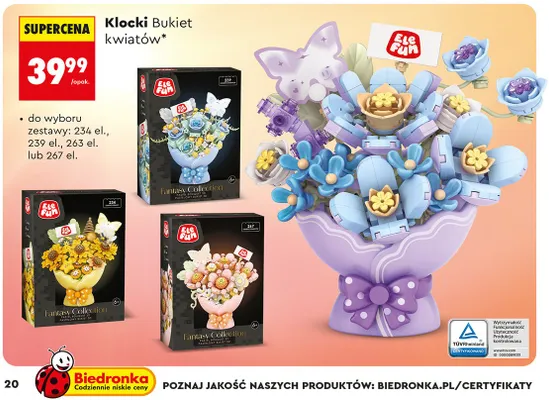Klocki Bukiet kwiatów Ele Fun Fantasy Collection 239el. promocja w Biedronka