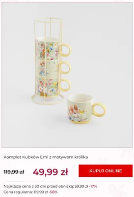Komplet kubków Emi z motywem królika home&you promocja w home&you