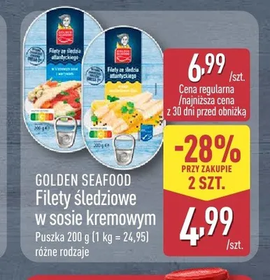 Filety śledziowe w sosie kremowym Golden Seafood promocja w Aldi
