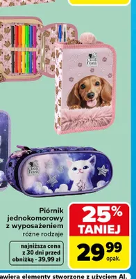Piórnik jednokomorowy z wyposażeniem Cleo & Frank promocja w Carrefour