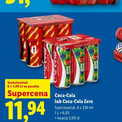Napój gazowany Coca-Cola Zero 6-pak 330 ml promocja w Lidl