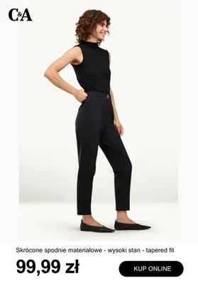 Skrócone spodnie materiałowe C & A wysoki stan tapered fit promocja w C&A