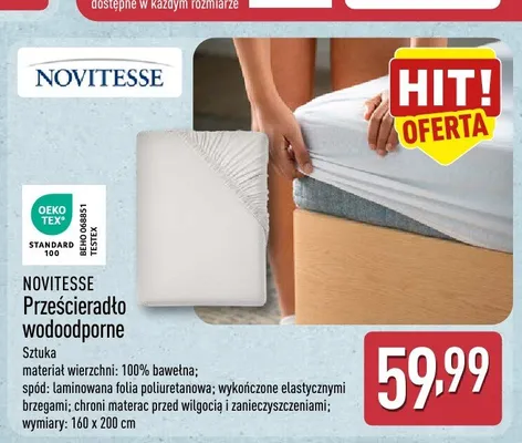 Prześcieradło wodoodporne Novitesse promocja w Aldi
