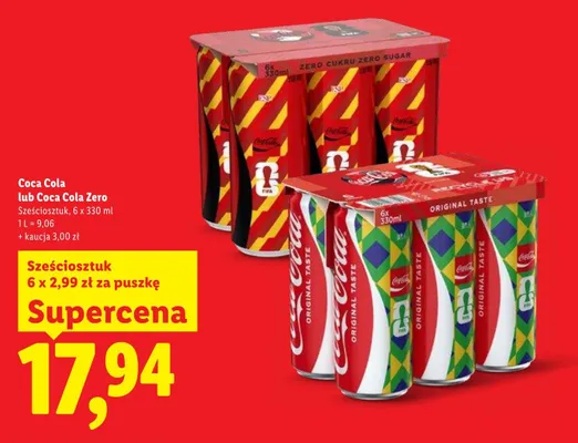 Napój gazowany Coca-Cola Zero 6-pak 330 ml promocja w Lidl