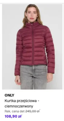 Kurtka przejściowa ONLY ciemnoczerwony promocja w Lounge by Zalando