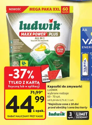 Kapsułki do zmywarki Ludwik Maxx Power Plus All in 1 promocja w Intermarche