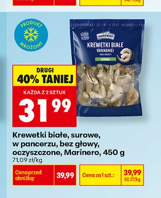 Krewetki białe surowe w pancerzu bez głowy oczyszczone Marinero promocja w Biedronka