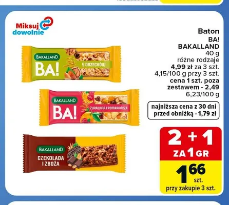 Baton BA! żurawina i pomarańcza Bakalland promocja w Carrefour Express