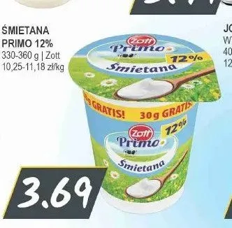Śmietana Primo 12% Zott promocja w Słoneczko