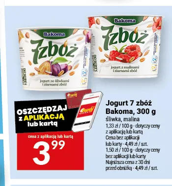 Jogurt 7 zbóż śliwka Bakoma promocja w Twój Market