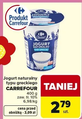 Jogurt naturalny typu greckiego promocja w Carrefour Market
