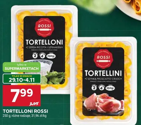 Tortelloni z serem ricotta i szpinakiem Rossi promocja w Stokrotka