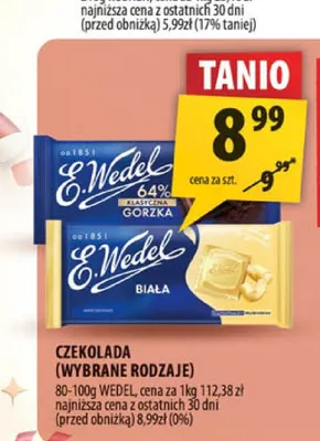 Czekolada Biała E.Wedel promocja w Arhelan