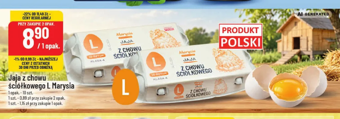 Jaja z chowu ściółkowego L Marysia 10 szt promocja w POLOmarket