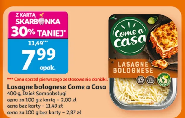 Lasagne bolognese Come a Casa promocja w Auchan