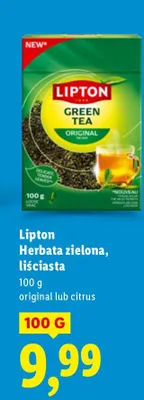 Herbata zielona liściasta original lub citrus promocja w Lidl