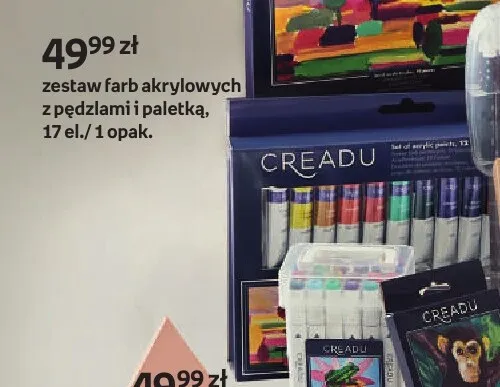 Zestaw farb akrylowych z pędzlami i paletką Creadu promocja w Empik