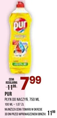Płyn do naczyń Pur promocja w Drogerie Natura