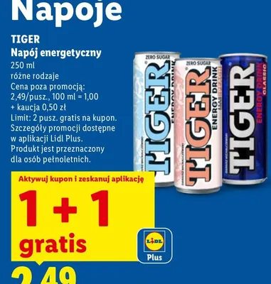 Napój energetyczny różne rodzaje promocja w Lidl