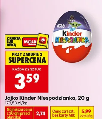 Jajko niespodzianka Kinder creamy promocja w Biedronka