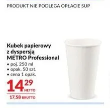 Kubek papierowy z dyspersją 250 ml METRO Professional promocja w Makro