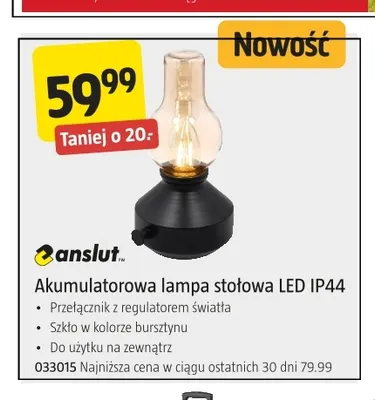 Akumulatorowa lampa stołowa LED IP44 Anslut promocja w Jula