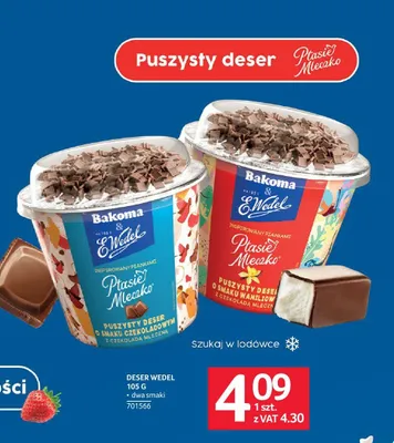 Deser Wedel Bakoma Ptasie Mleczko 105g, dwa smaki, 701566 promocja w Selgros