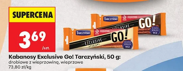 Kabanosy Exclusive Go! wieprzowe promocja w Biedronka