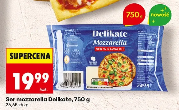 Ser mozzarella Delikate promocja w Biedronka