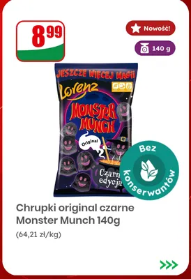 Chrupki original czarne Monster Munch promocja w Dino